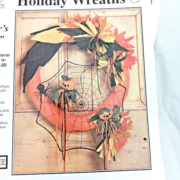 VTG 90s Halloween Wreath Pattern Instruction Lot Michaels Crafts Thanksgiving - Picture 8 of 13